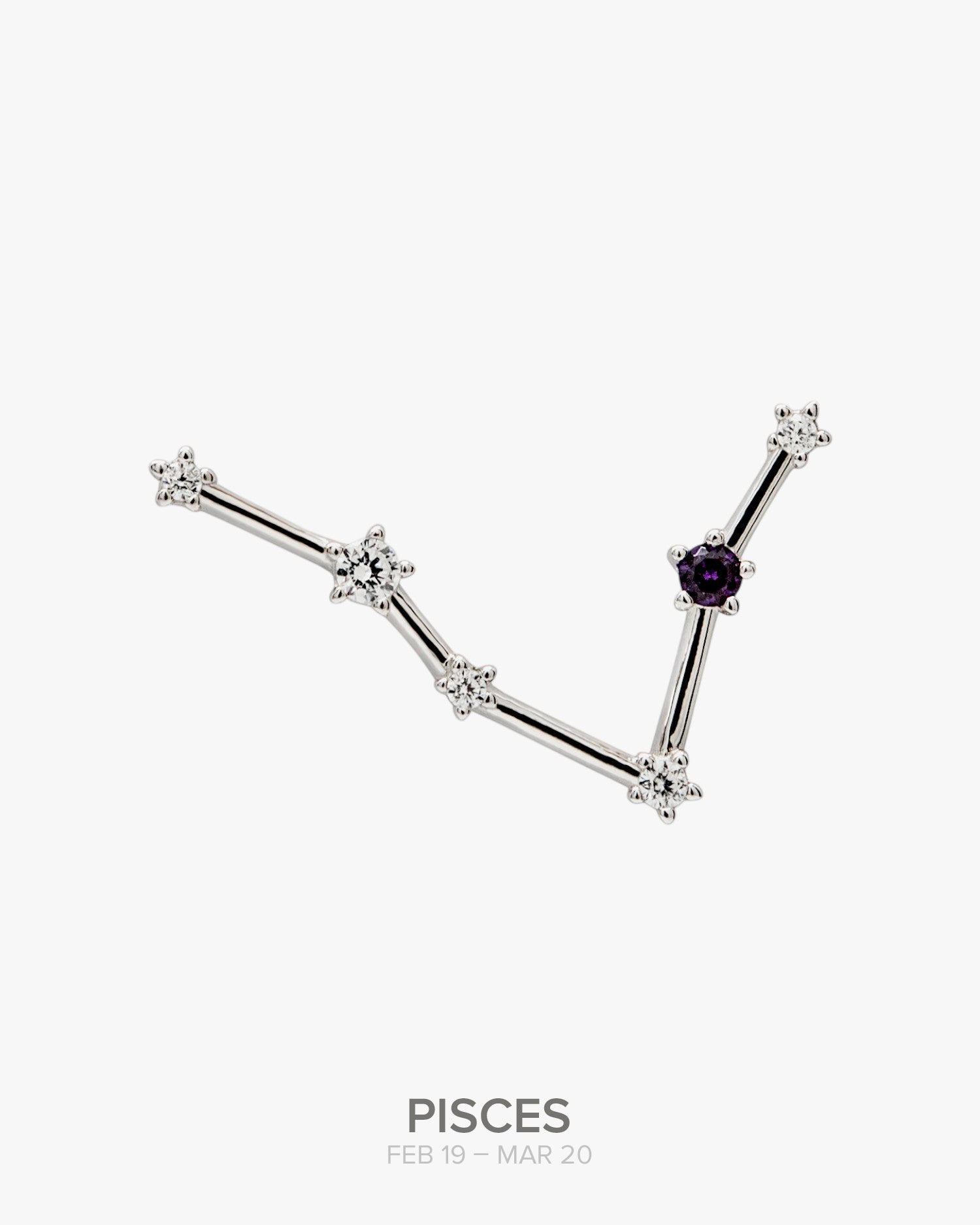 Silver Pisces Constellation Pendant with Natural Amethyst