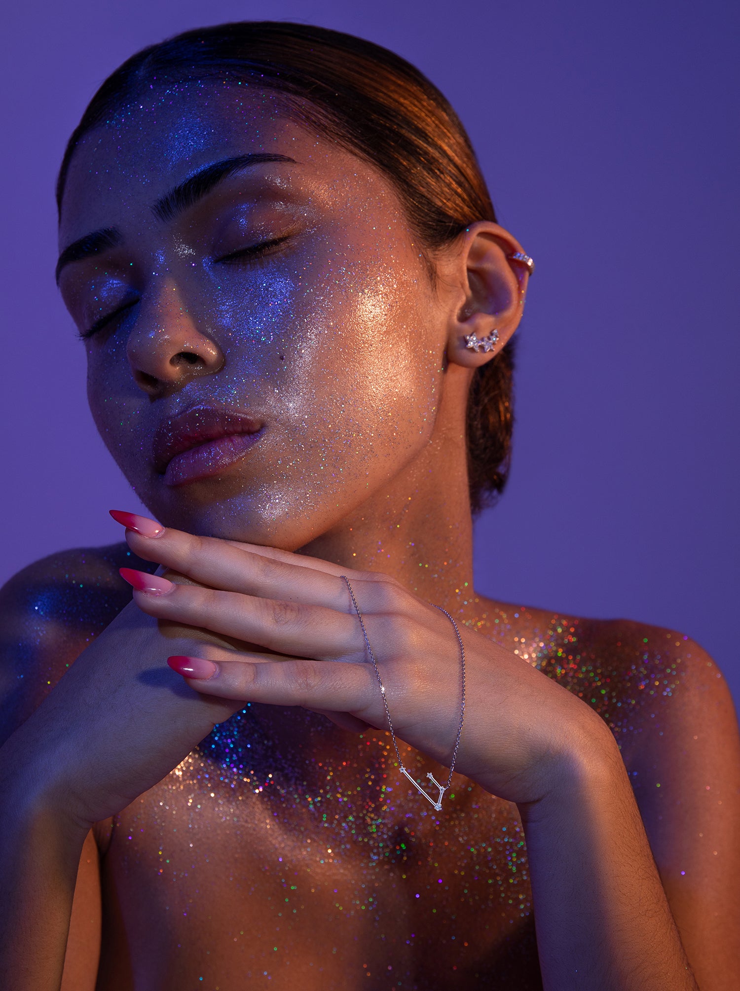 Colgante Constelación ARIES de plata con Topacio Azul natural