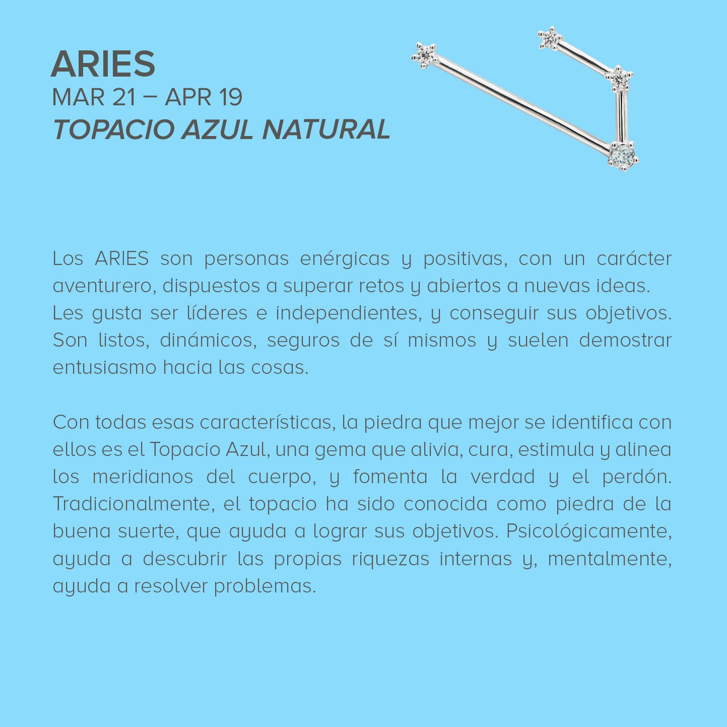 Colgante Constelación ARIES de plata con Topacio Azul natural