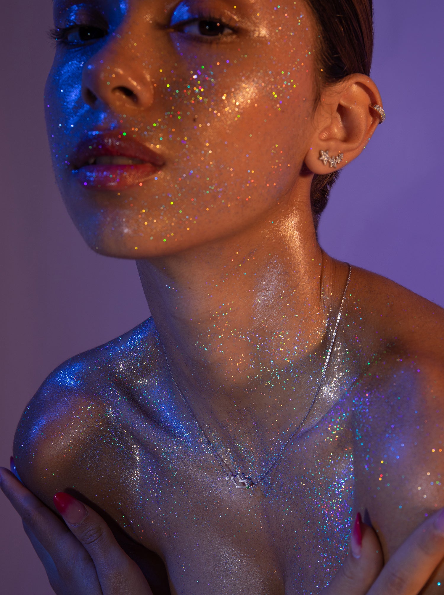 Colgante Constelación GEMINIS de plata con Cromodiópsido natural