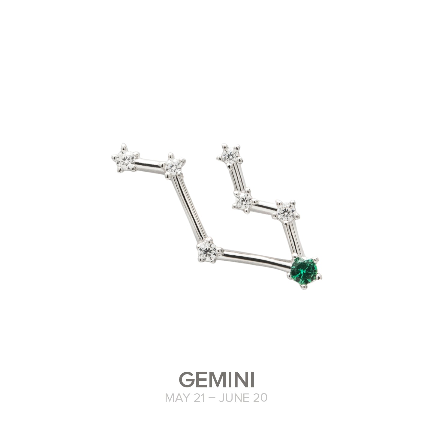 Colgante Constelación GEMINIS de plata con Cromodiópsido natural-LINEARGENT