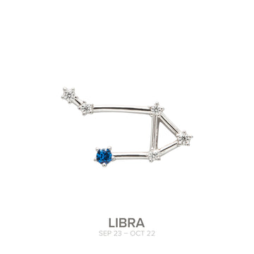 Colgante Constelación LIBRA de plata con Espinela Azul natural