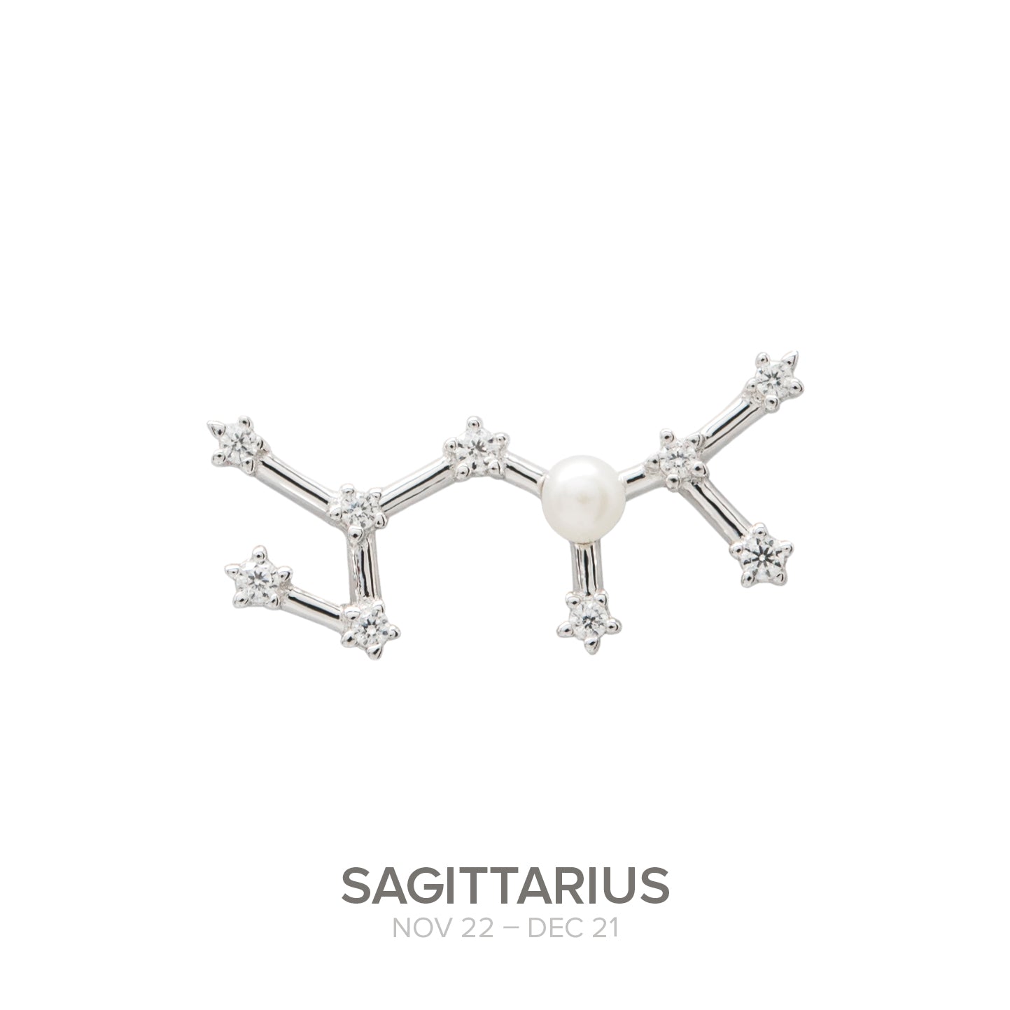 Colgante Constelación SAGITARIO de plata con Perla de Agua Dulce natural-LINEARGENT