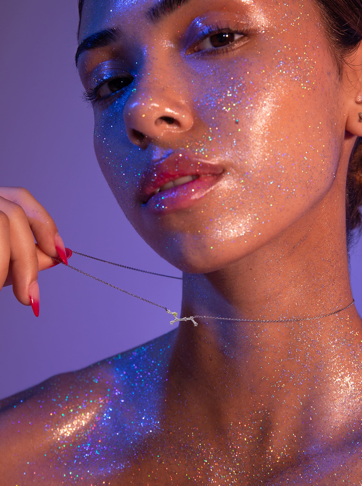 pendentif Constellation VIRGO de argent avec péridot naturel