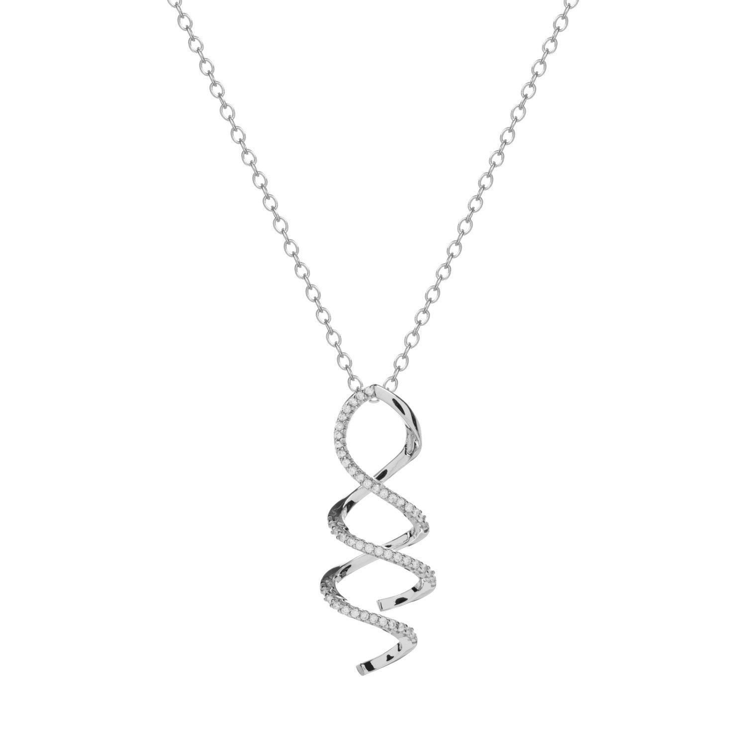 Colgante brillante de plata con diseño en espiral