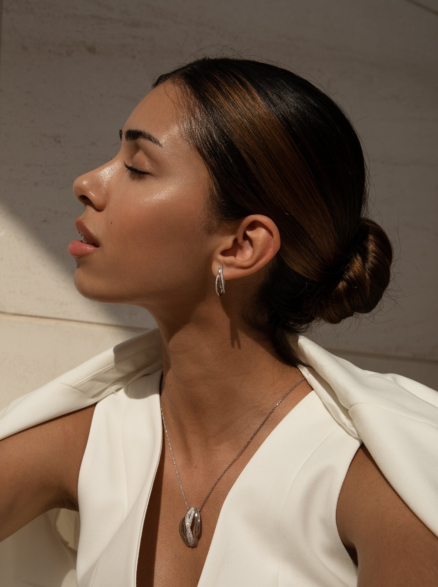 pendant brilliant silver with silver rails and zirconia zirconia in cross