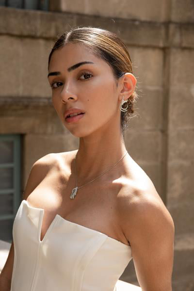 pendentif brillante argent detail croisé avec zircons