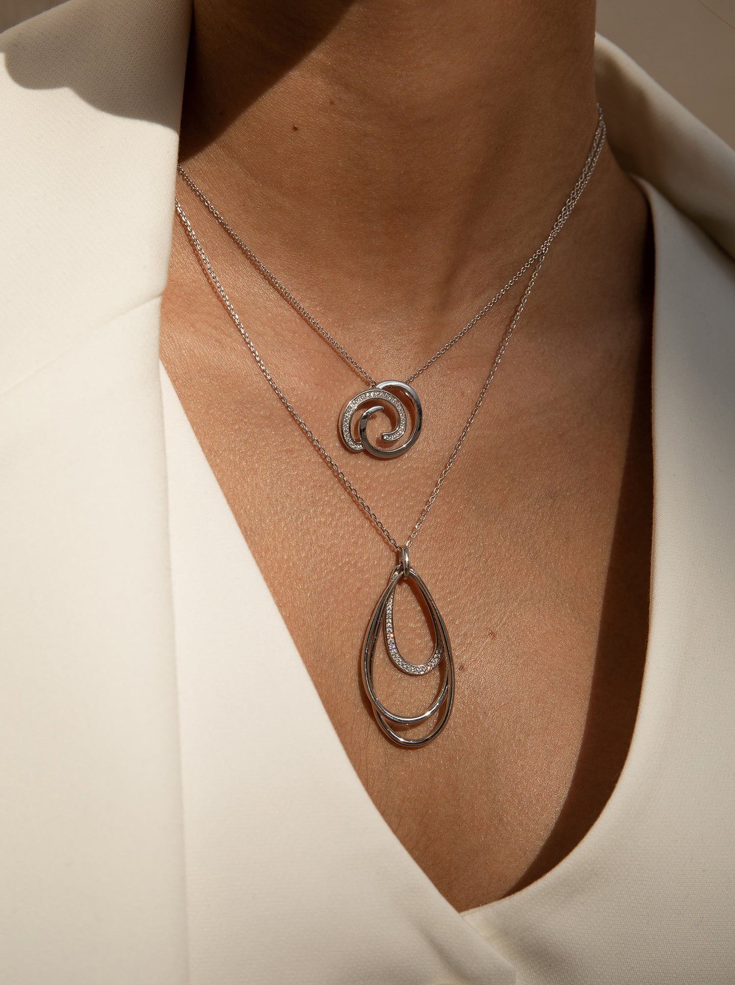 pendentif argent brillante design triple larme