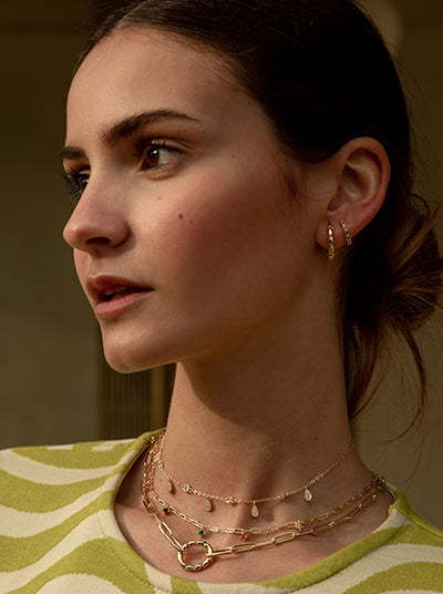 Colgante cadena de plata con circonitas multicolor colgantes dorado