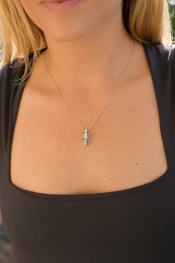 geometric pendentif de argent  avec zircons