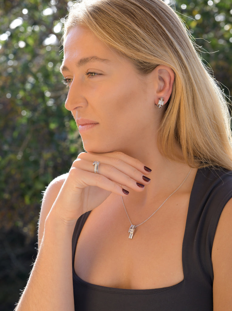 geometric pendentif de argent  avec zircons