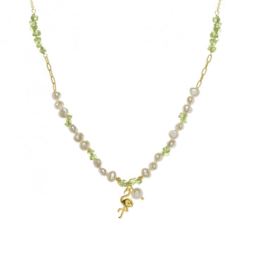Colgante perlas con piedras y charm de flamenco