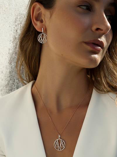 bicolore pendentifs design de bandes irrégulières avec zircons