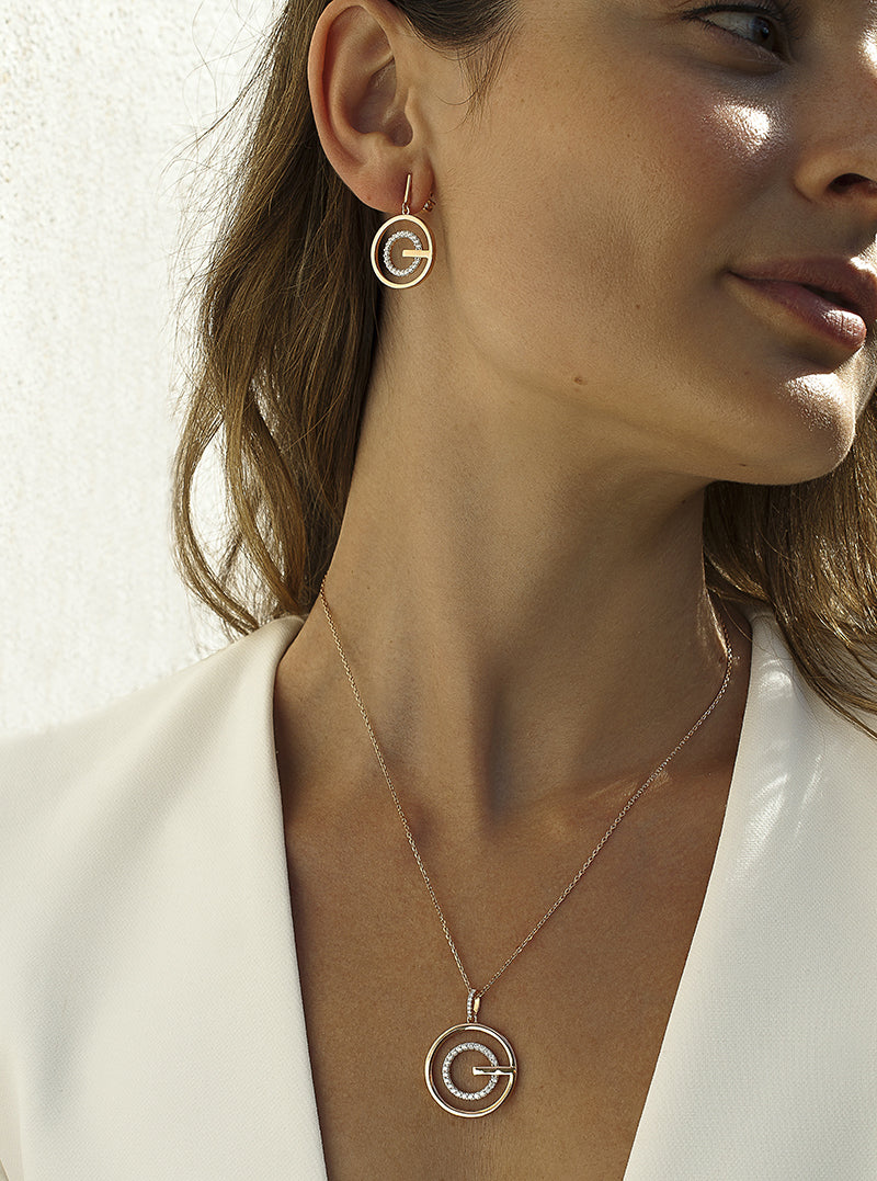 Colgantes de plata motivo circular baño en rosa-LINEARGENT