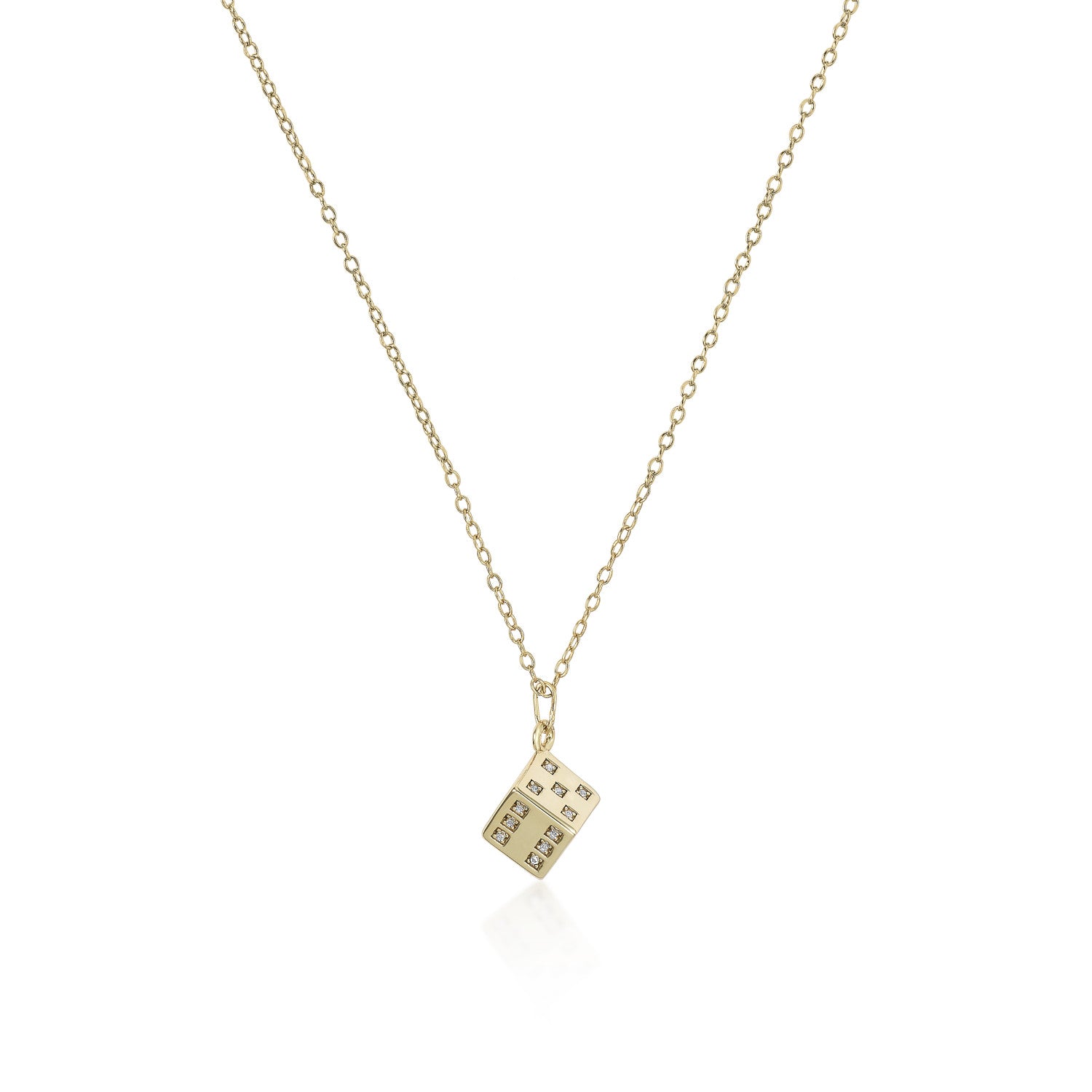 Colgantes pequeños de plata bañada en oro diseño dado-LINEARGENT