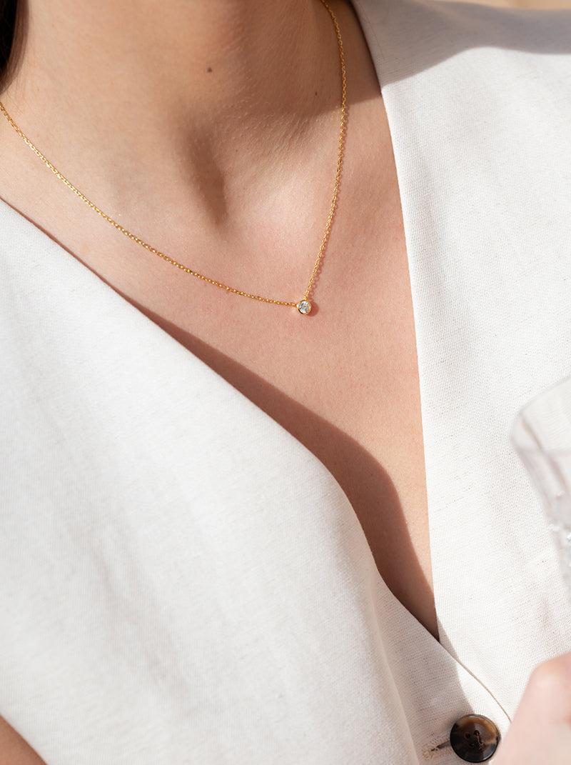 petits pendentifs argent design de zircon plaqués LINEARGENT