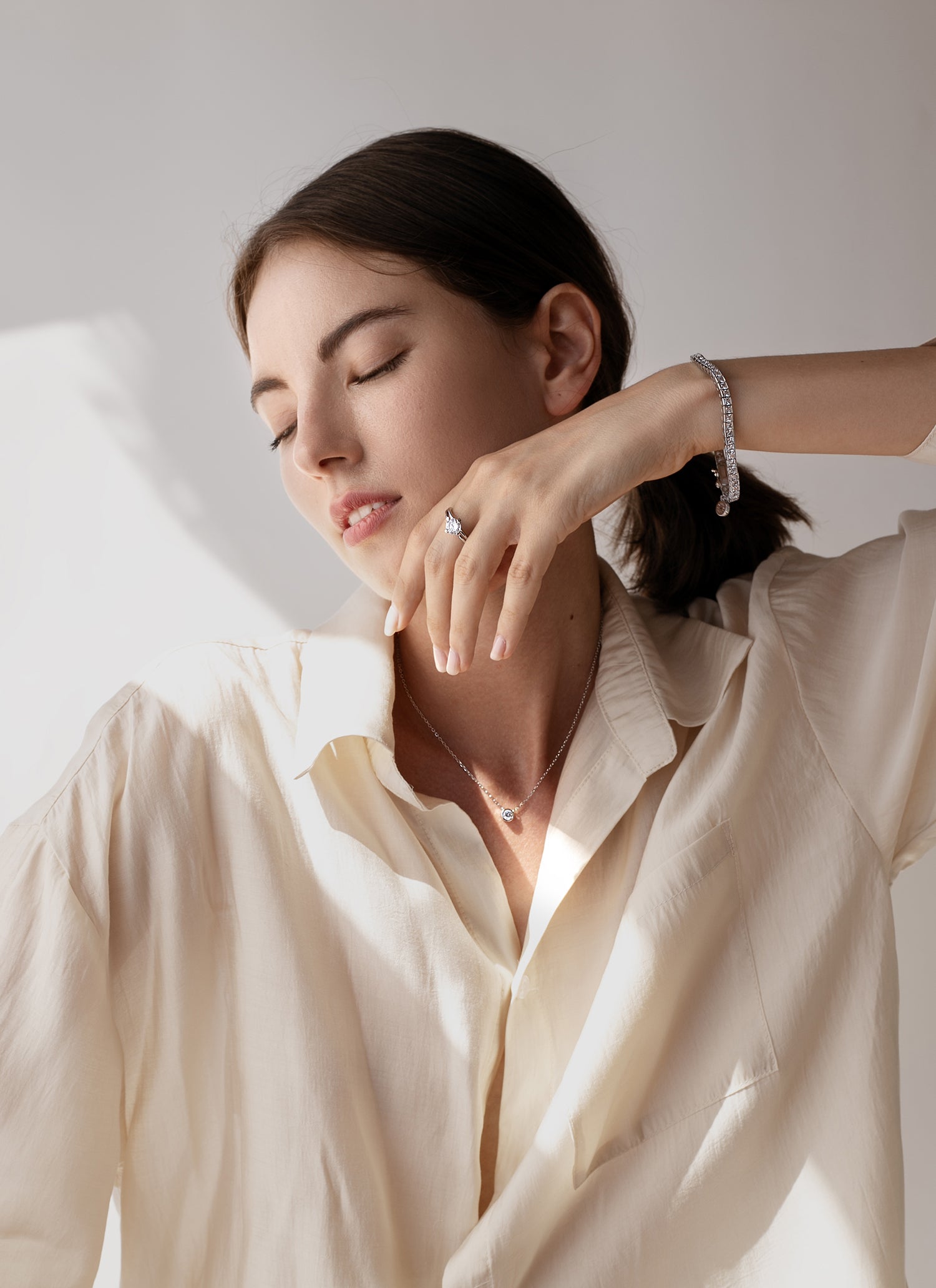 Colgantes pequeños diseño de circonita y plata lisa-LINEARGENT