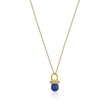 Colgantes plata originales con motivo de chupete lapislazuli y esmalte amarillo