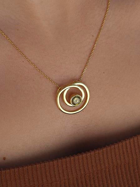 Colgantes plata originales estilo espiral con circonitas tono verde-LINEARGENT