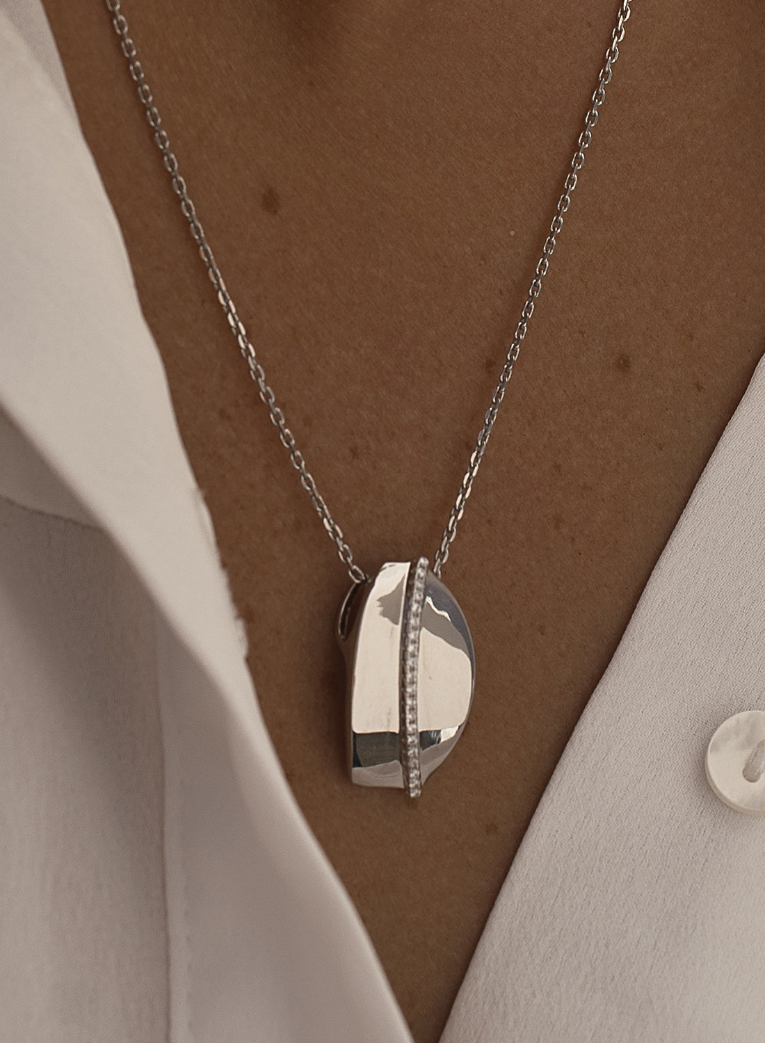 Colgantes plata originales motivo liso con circonitas-LINEARGENT