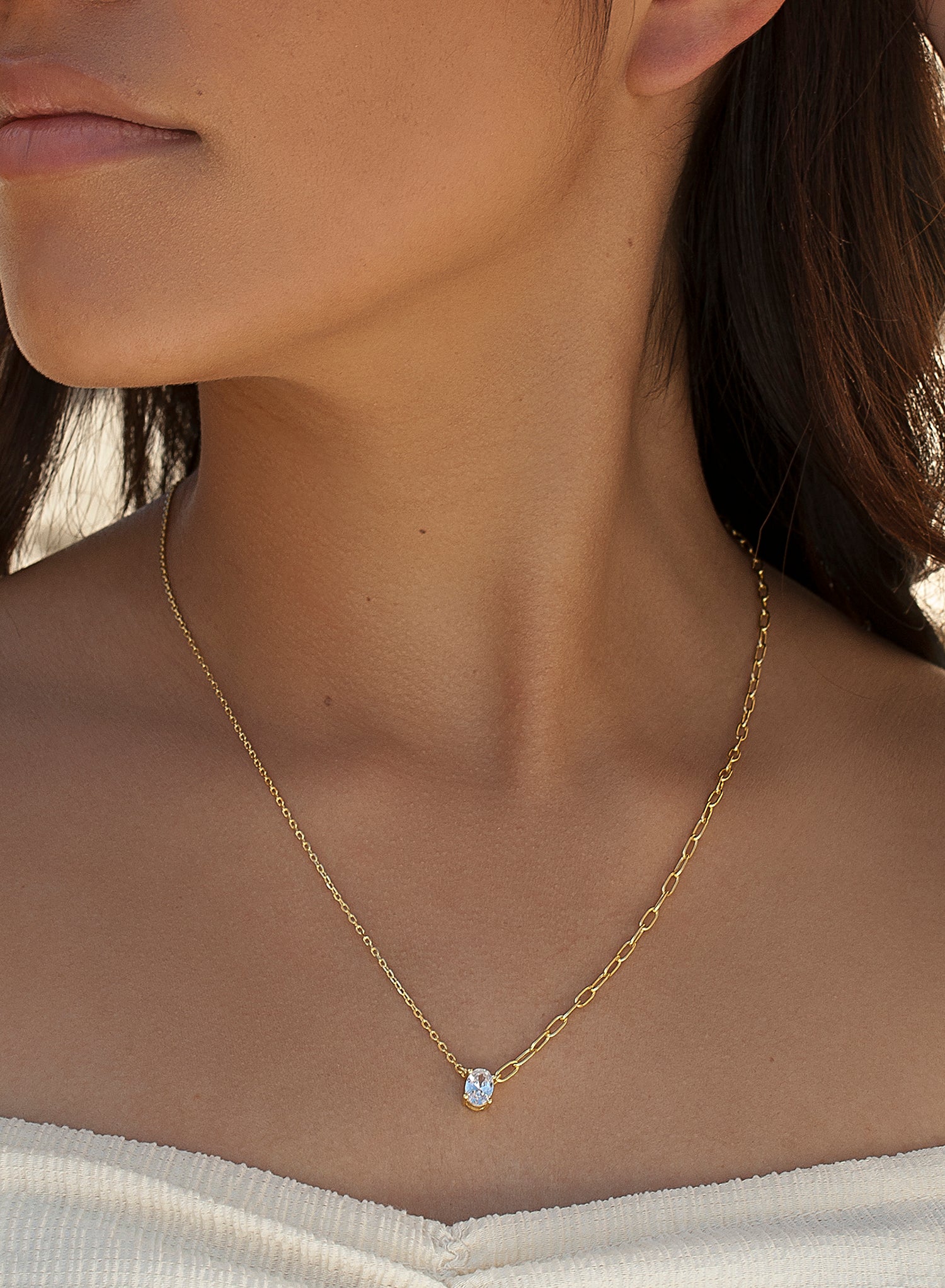 necklace chain design links gold and zirconia central