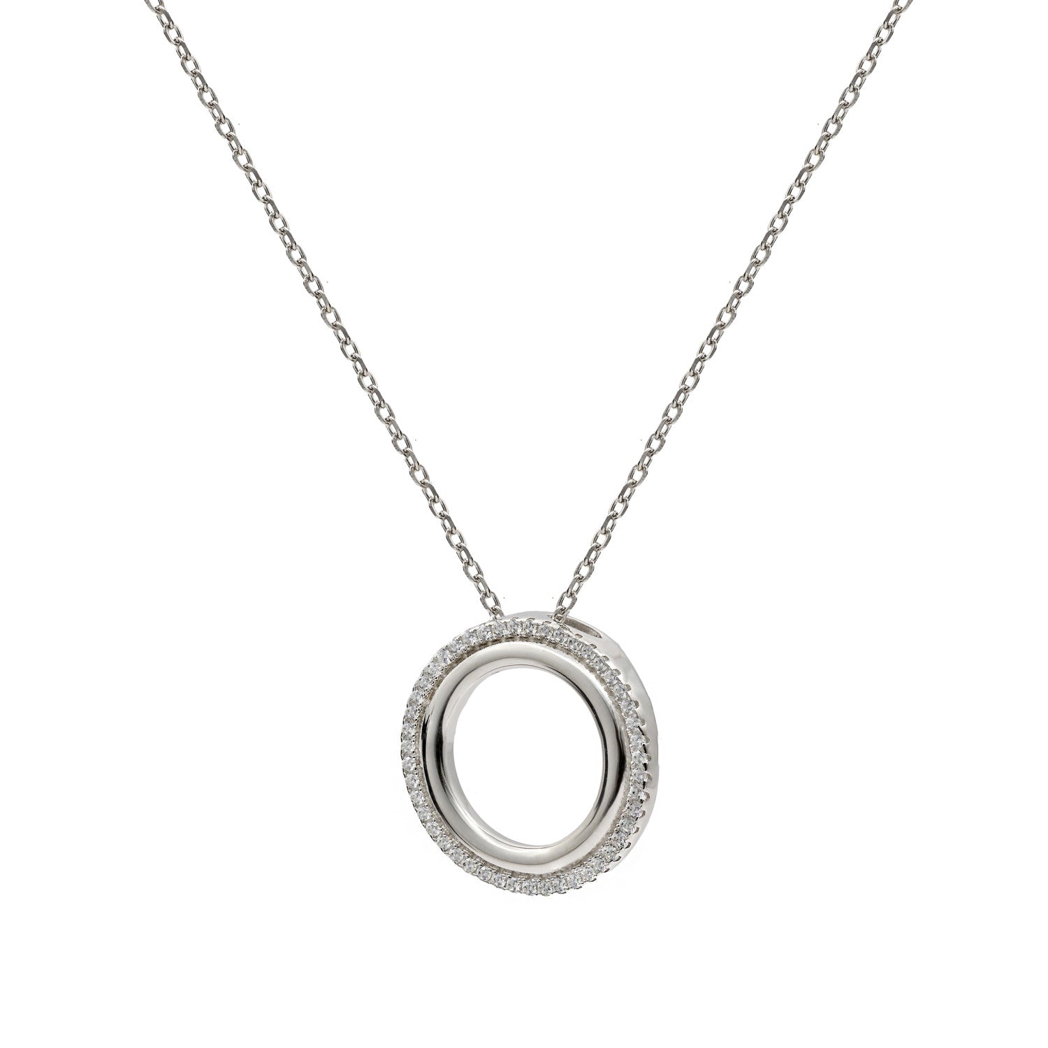 Collar circulo doble con circonitas-LINEARGENT