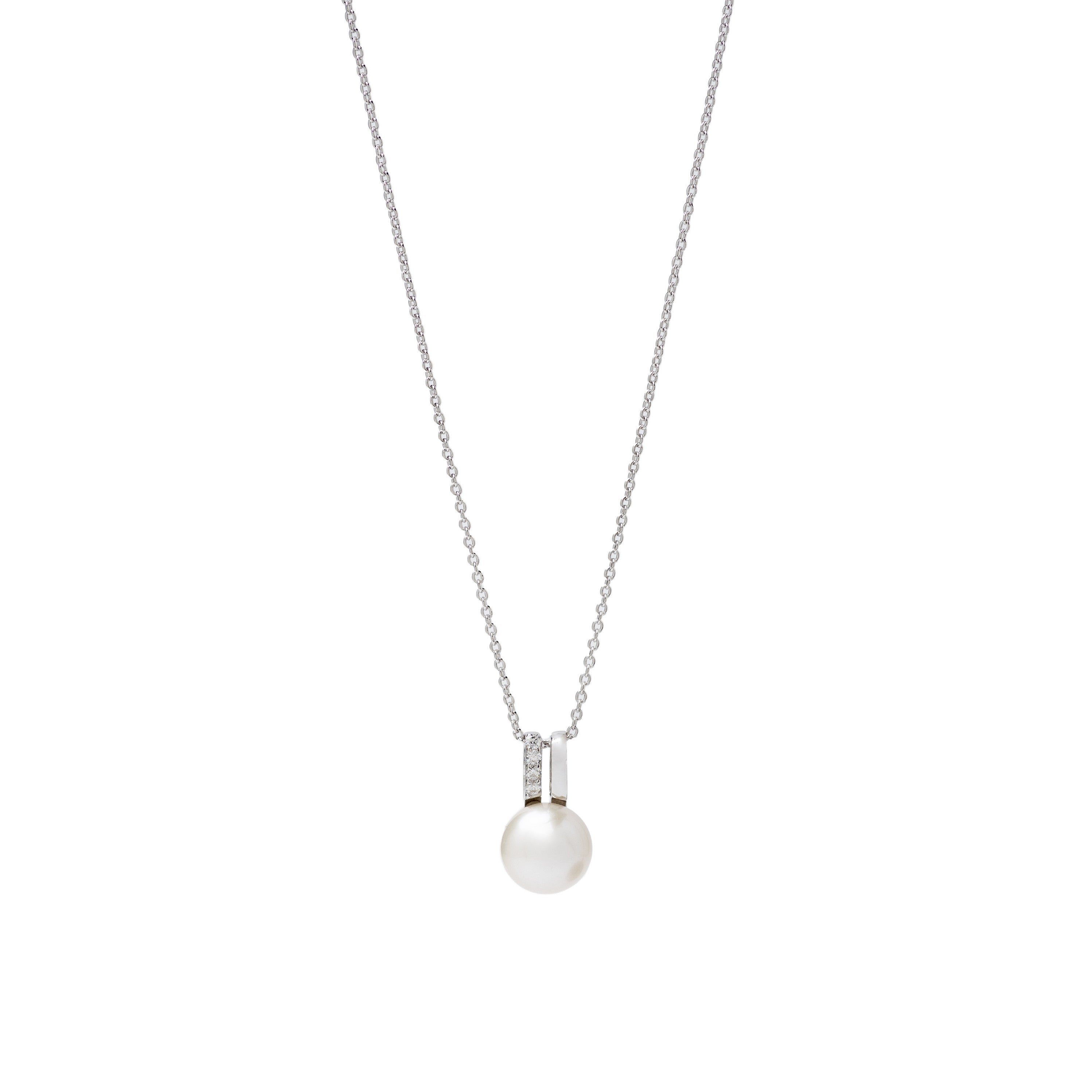 Collar con perla estilo tu y yo con circonitas-LINEARGENT