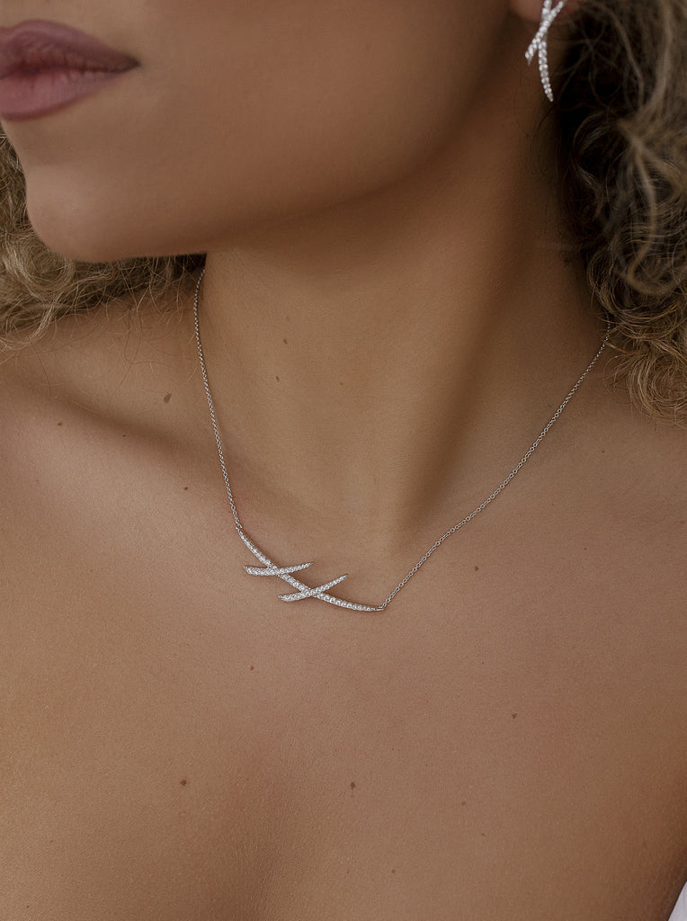 collier de argent avec zircons design LINEARGENT