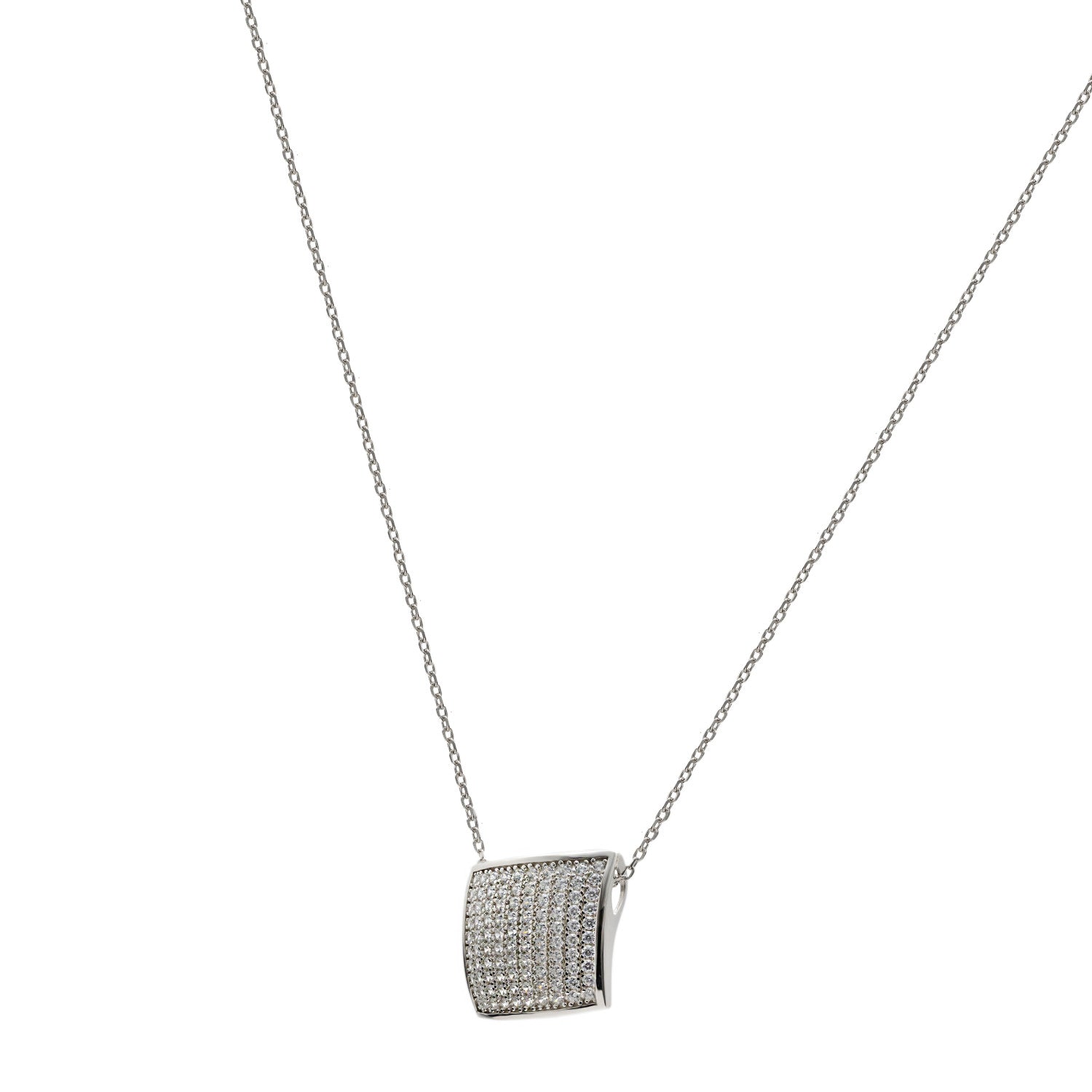 Collar de plata diseño cuadrado con circonitas-LINEARGENT