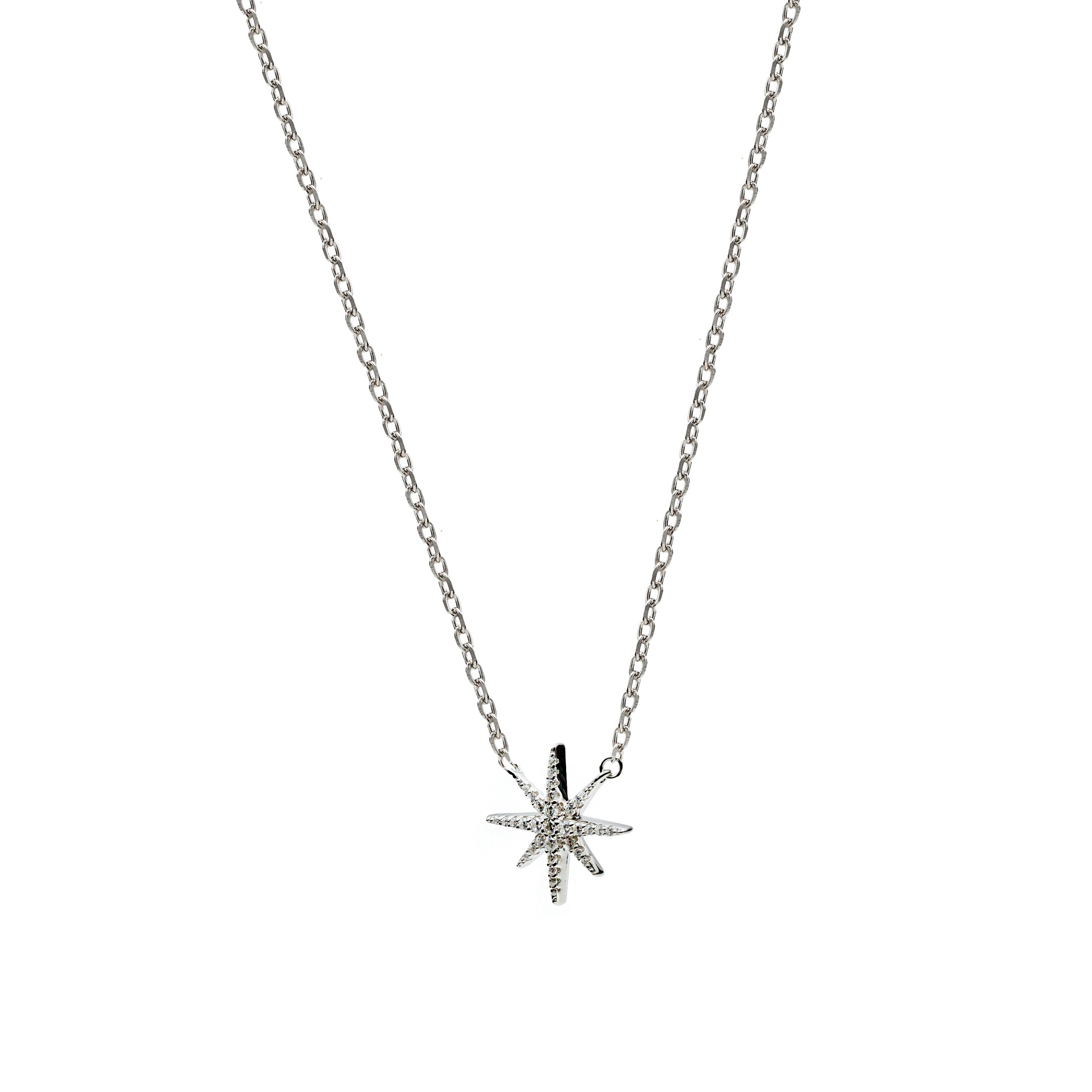 Collar de plata inspiracion estrella con circonitas-LINEARGENT