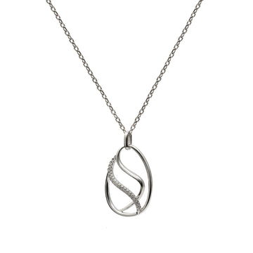 Collar de plata pequeño con disseño lineal enredado con circonitas