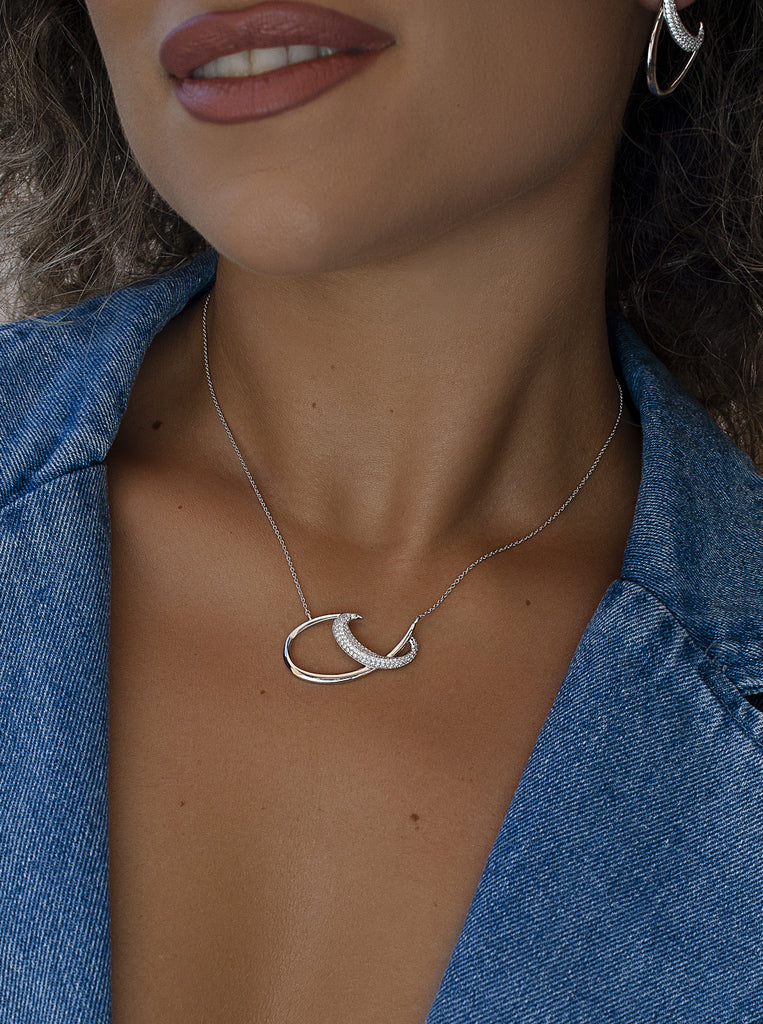 Collar diseño originales de plata con circonitas