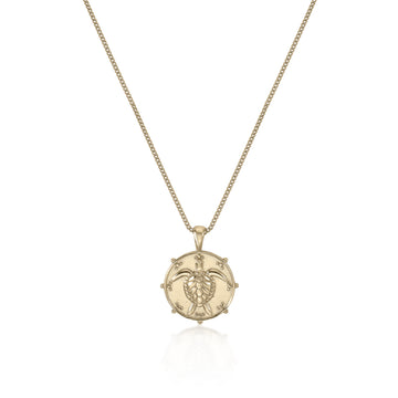 Collar medalla de plata bañada en oro diseño tortuga