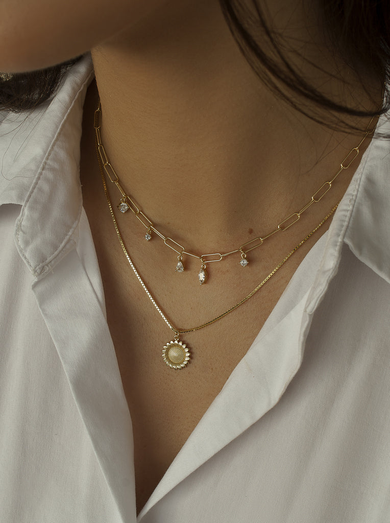 collier médaille en argent en plated in or design LINEARGENT