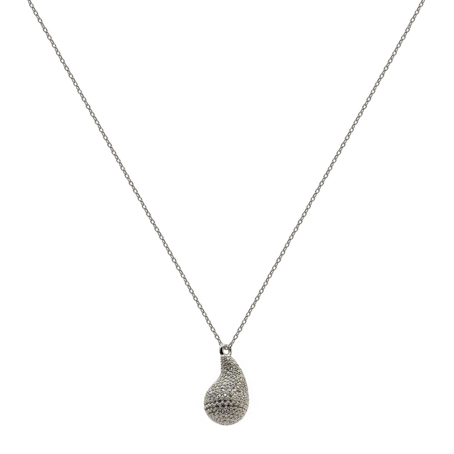 Collar original de plata en forma de gota mini con circonita-LINEARGENT