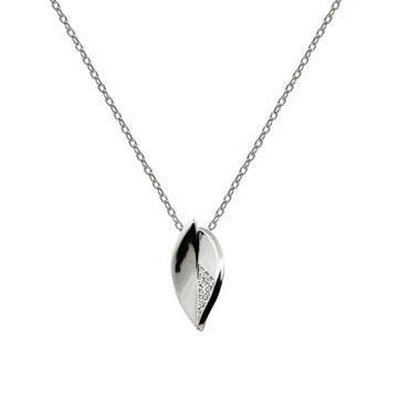 Collar pequeño de plata con circonitas forma hoja