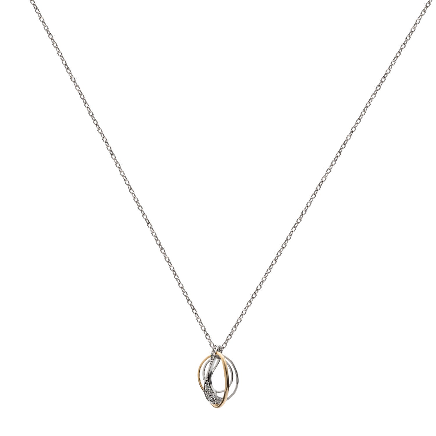 collier argent bicolore avec zircons entrelacé