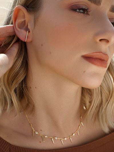 Collares con colgantes de plata diseño estalactitas de circonita dorado