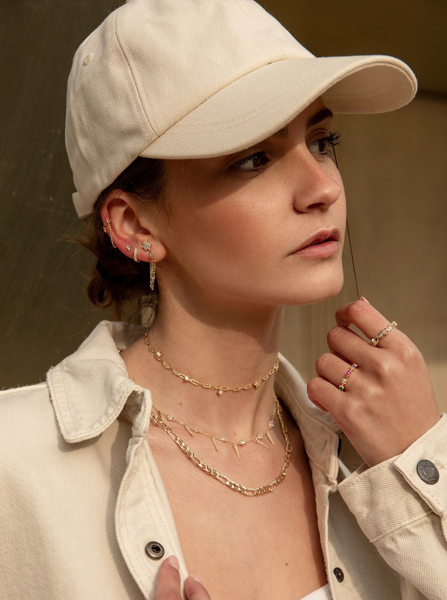 Collares con colgantes de plata diseño estalactitas de circonita dorado