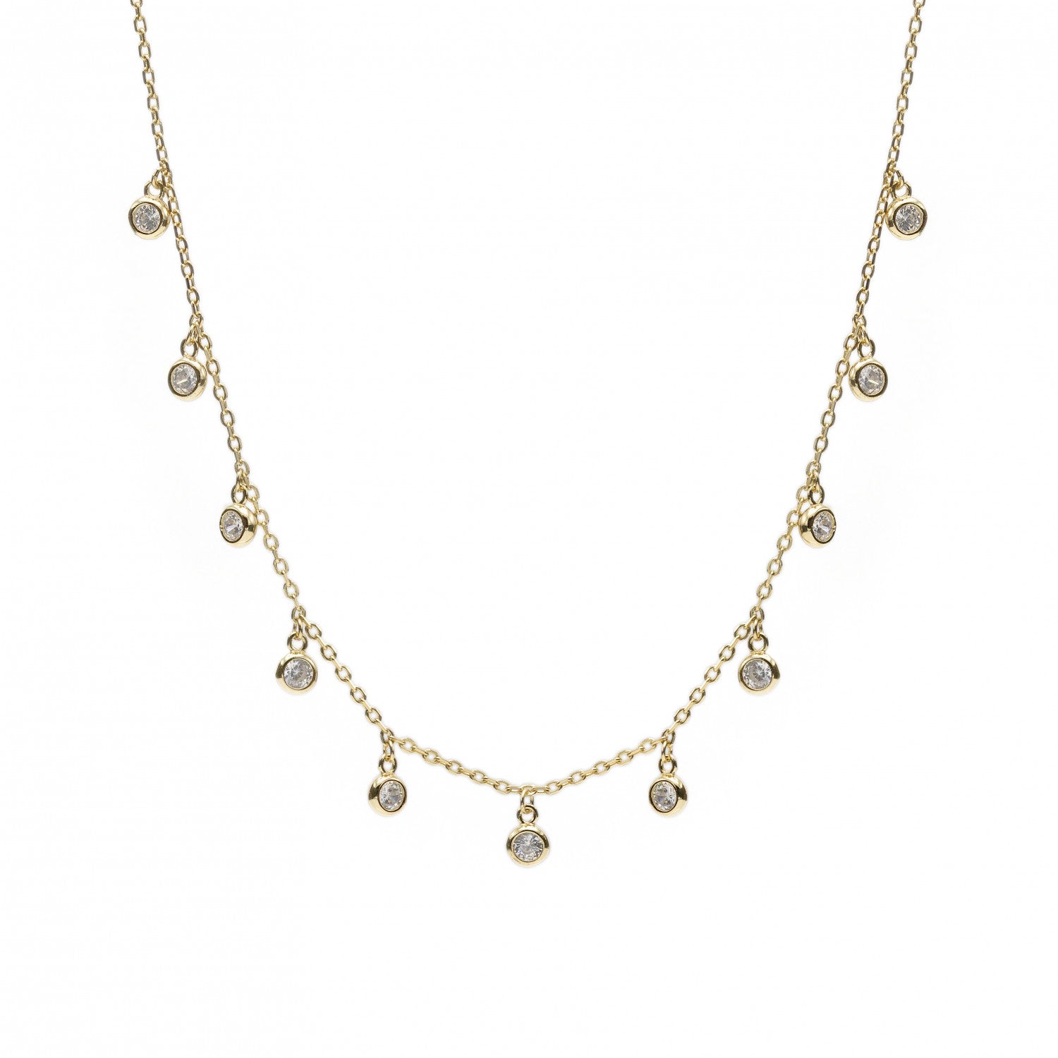 Collares con colgantes diseño de circonitas redondas-LINEARGENT