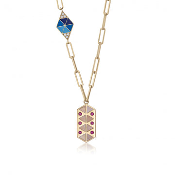 Collares con colgantes diseño paperclip con esmalte