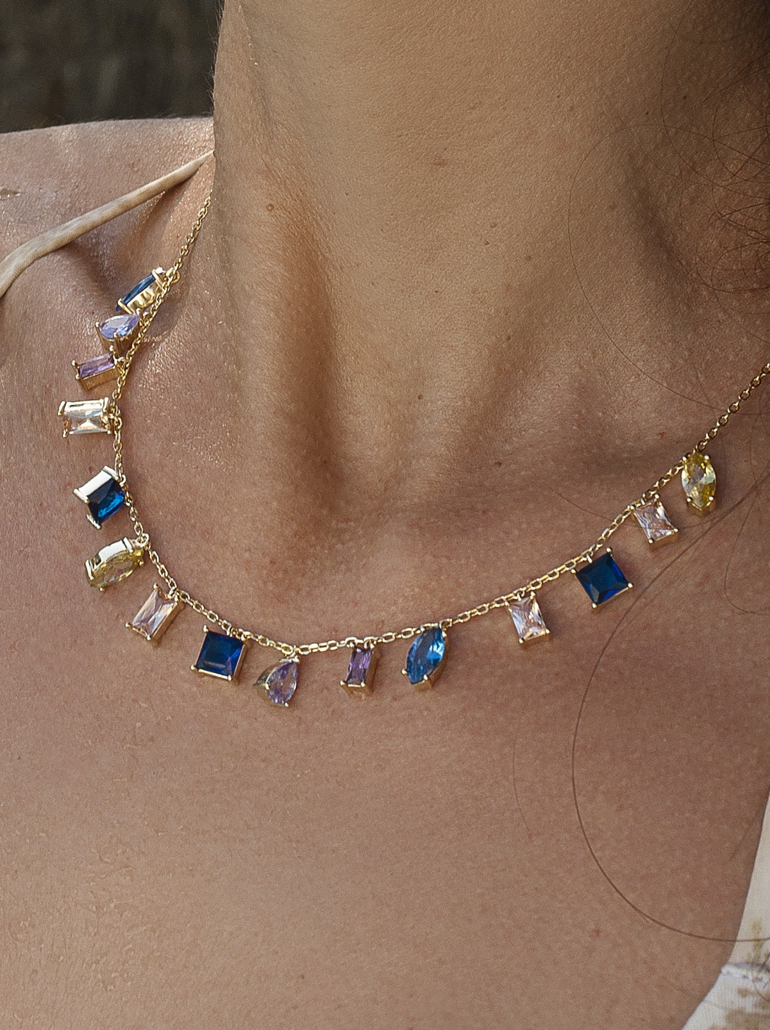 Collares con colgantes diseño piedras multicolores-LINEARGENT