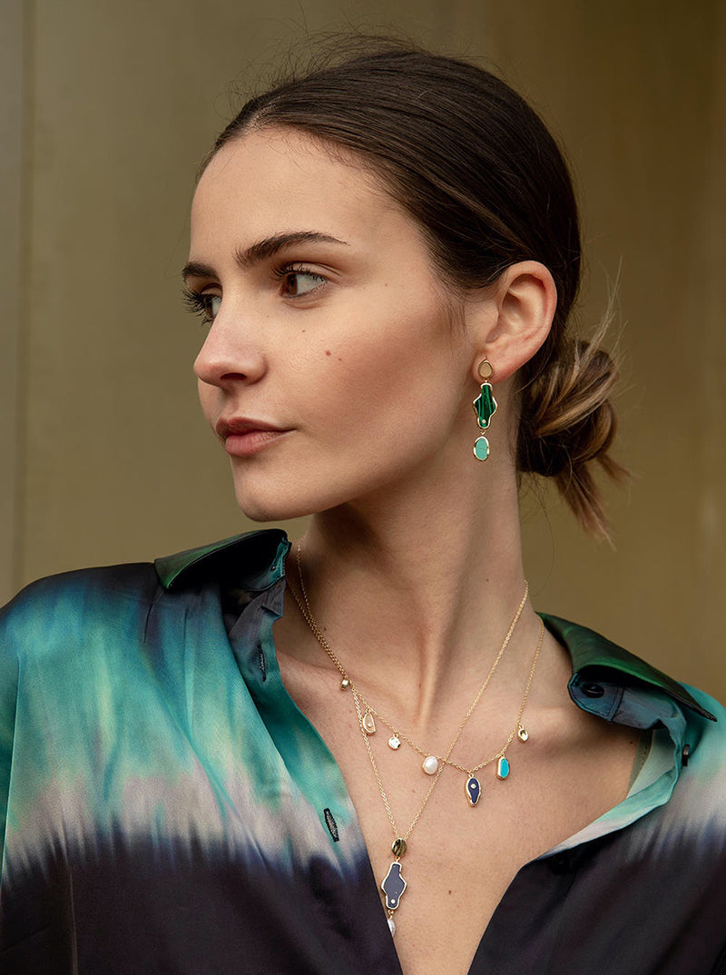 Collares con colgantes en plata diseño piedra natural