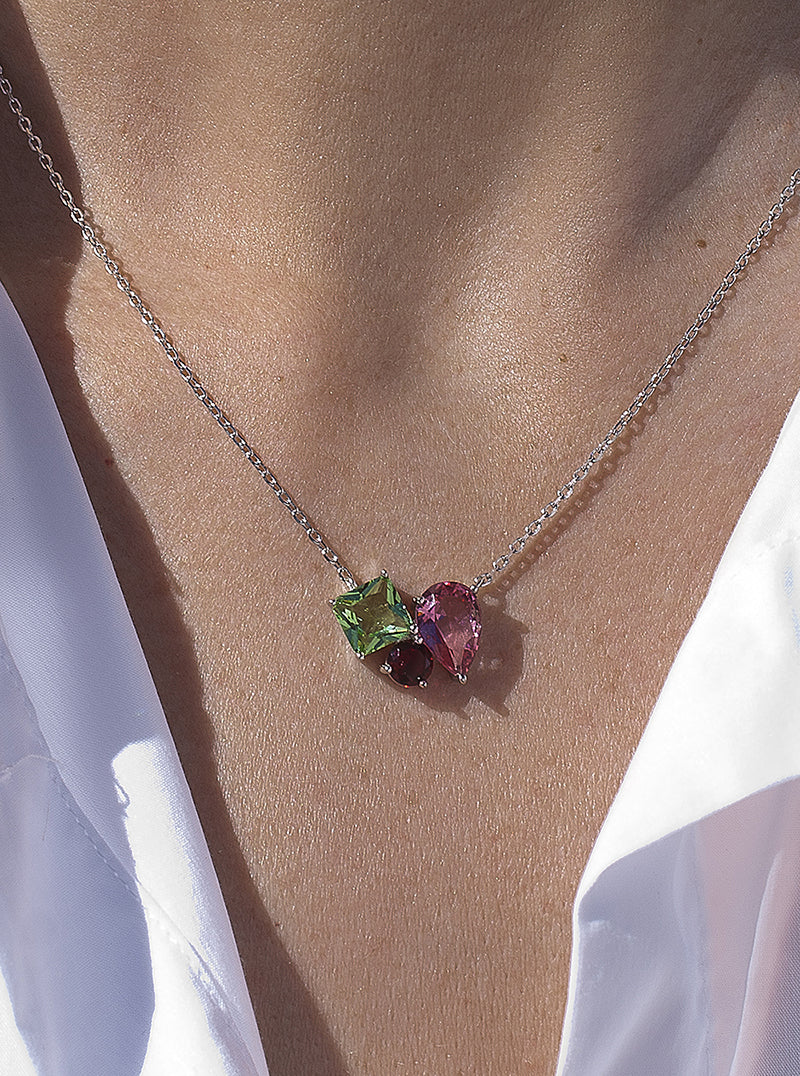 Collares con piedras cristalinas multi forma-LINEARGENT