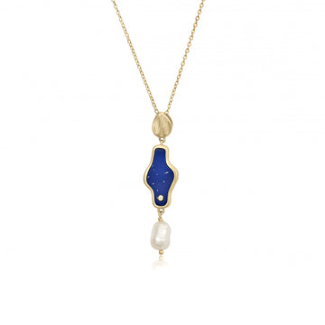 Collares con piedras diseño de pieza irregular con perla