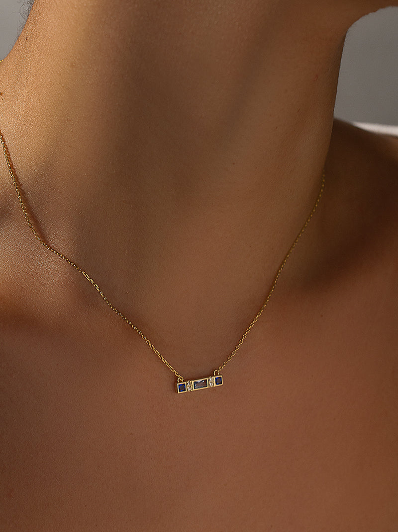 Collares con piedras diseño tonos azules-LINEARGENT