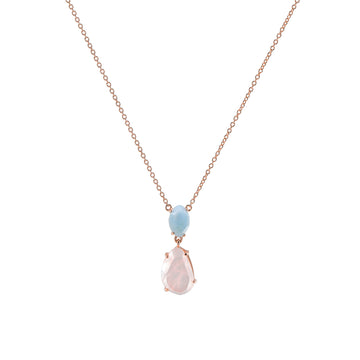 Collares con piedras en plata diseño doble tono pastel