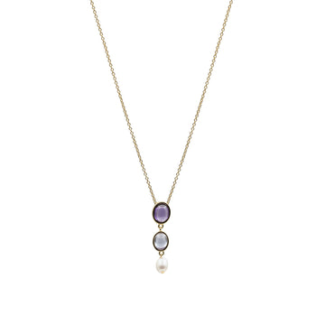 Collares con piedras en tono amatista y perla