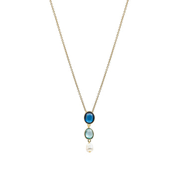 Collares con piedras en tono zafiro y perla colgante