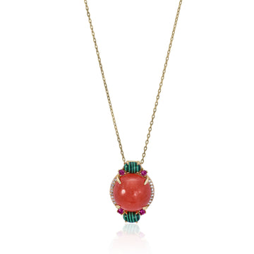 Collares con piedras semipreciosas en tonos naranjas y circonitas